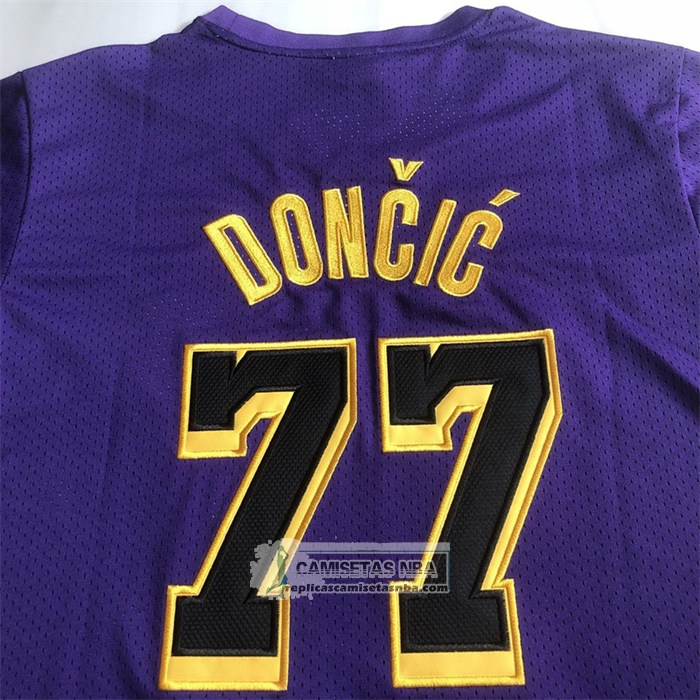 Camiseta Manga Corta Los Angeles Lakers Luka Doncic NO 77 Violeta